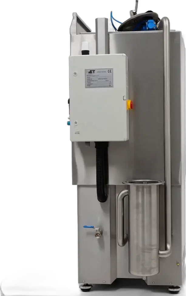 METClean E from the right side, showing the filter housing