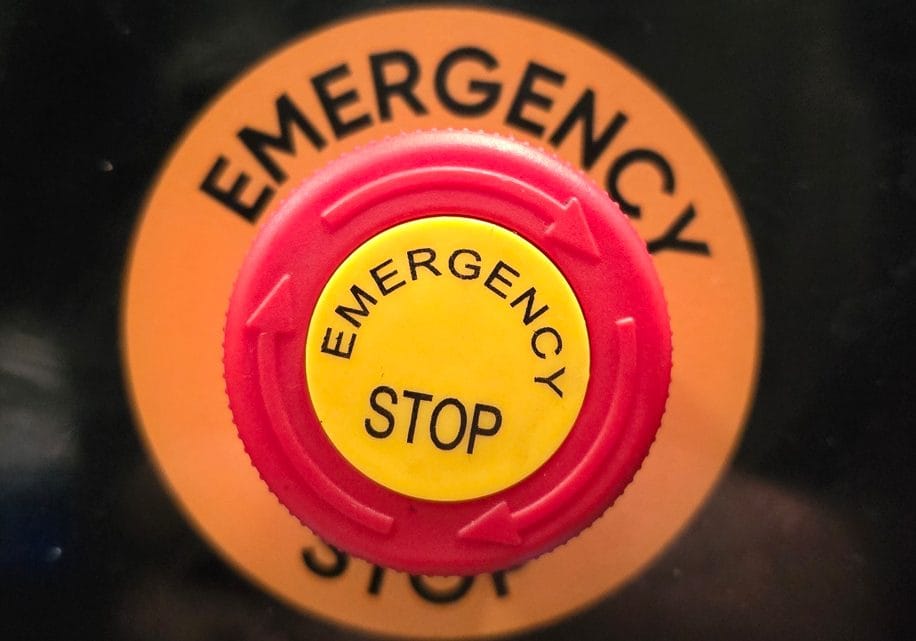 Emergency stop button on a METClean V